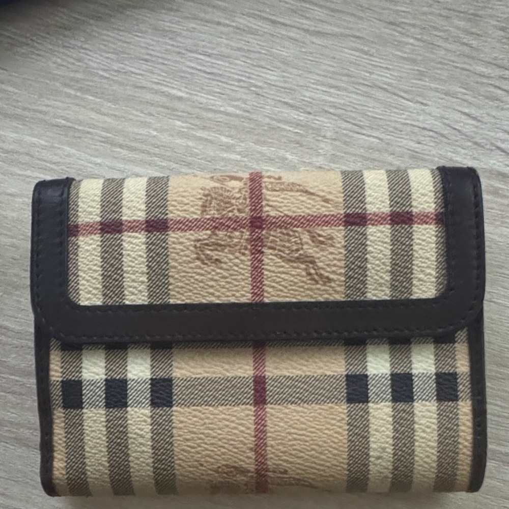 Burberry Beige and Black Check Wallet